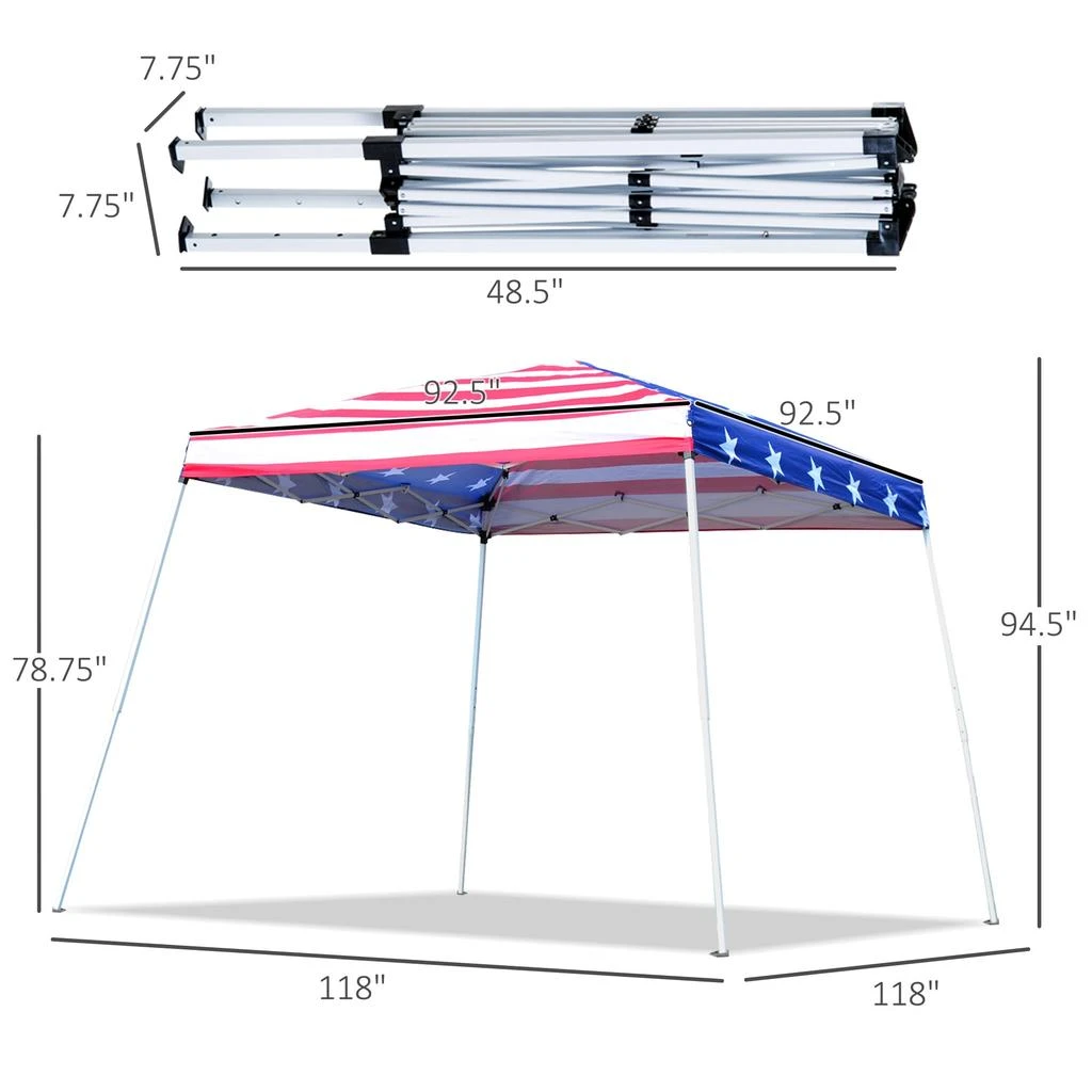 Streamdale Furniture Streamdale Slant Leg Pop Up Canopy Tent with American Flag Roof and Carry Bag 3