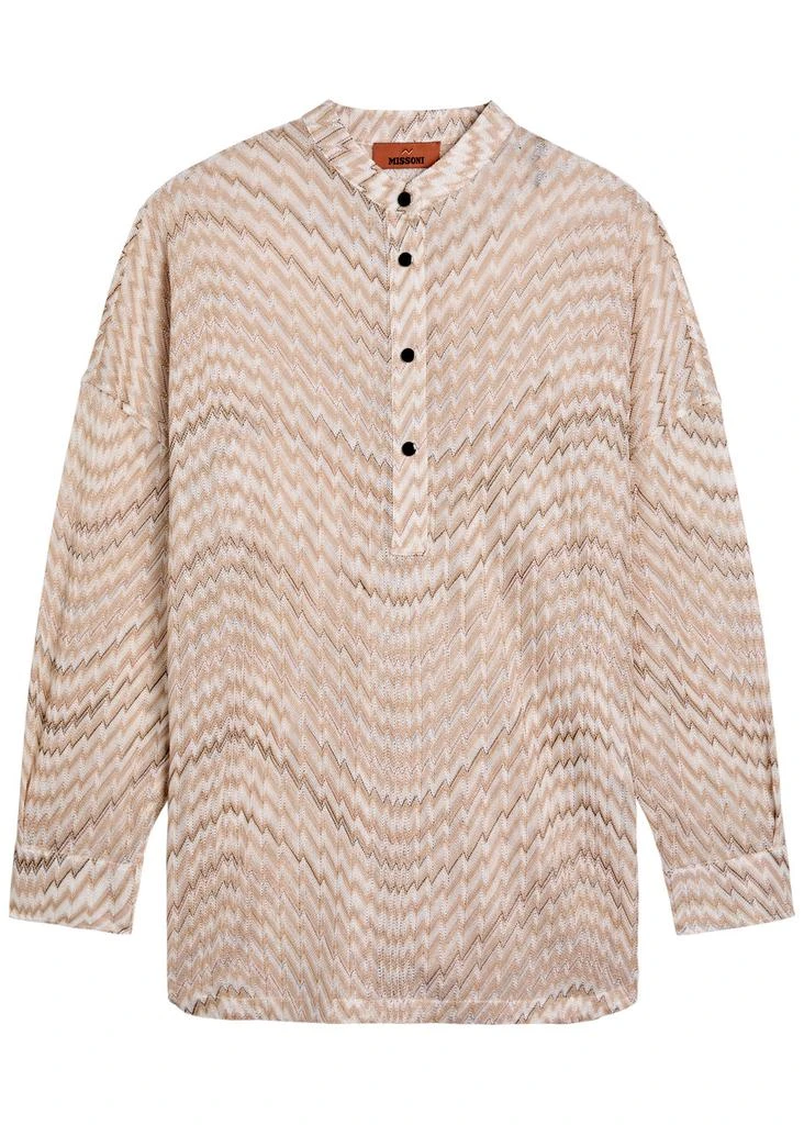 Zigzag fine-knit blouse