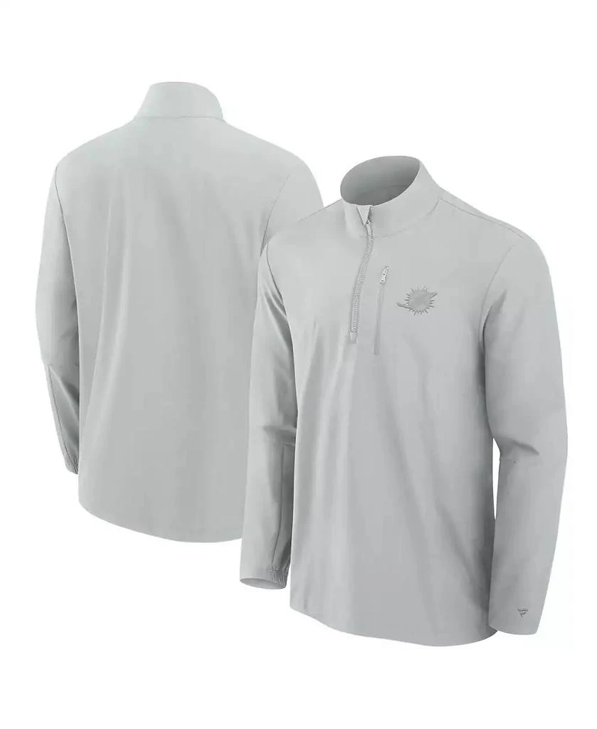 Fanatics Men's Gray Miami Dolphins Front Office Woven Quarter-Zip Jacket 1