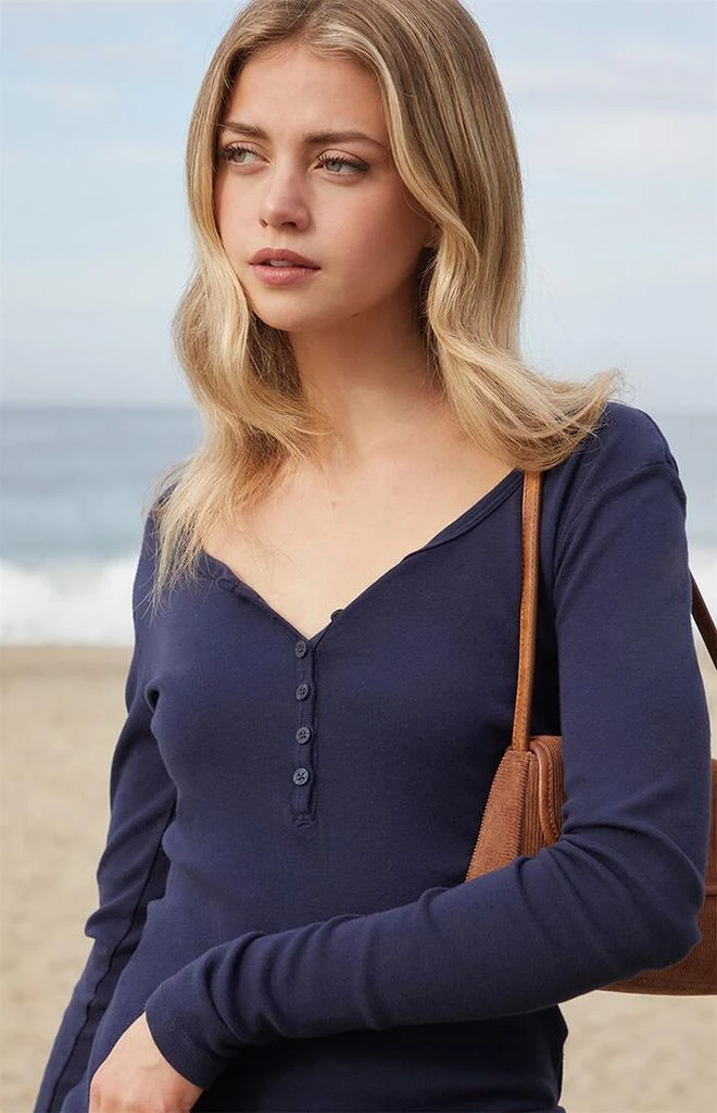 John Galt Navy Zelly Long Sleeve Top 2