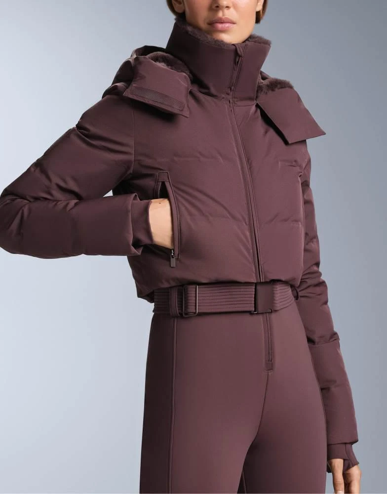 OYSHO OYSHO Minardi piume ski water-resistant jumpsuit padded with 80% down and 20% feather in dark wine red 2