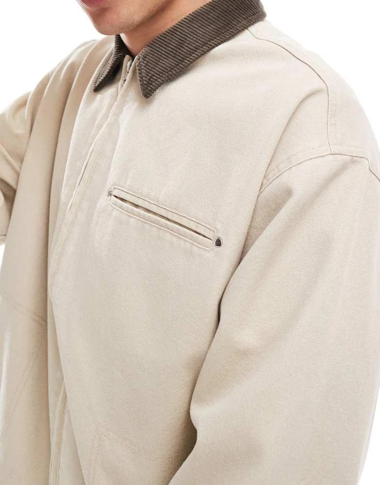 ASOS ASOS DESIGN oversized washed harrington jacket in stone 2