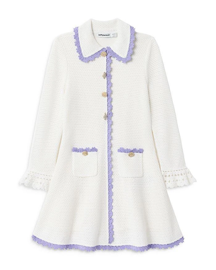 Self Portrait Girls
 Contrast Trim Pointelle Knit Dress - Little Kid, Big Kid