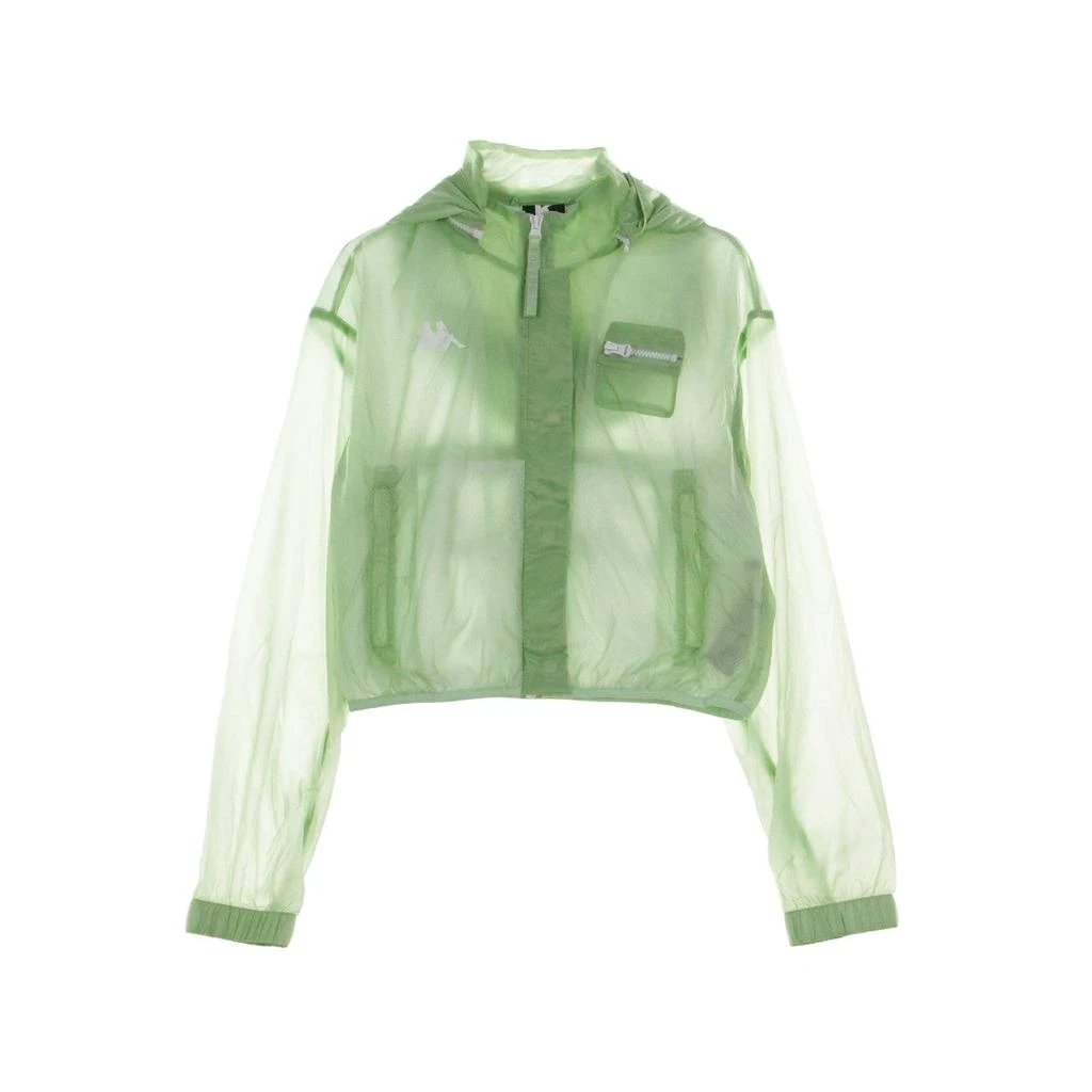 Kappa Short Windbreaker Women Woven Jacket Light Green/white 1