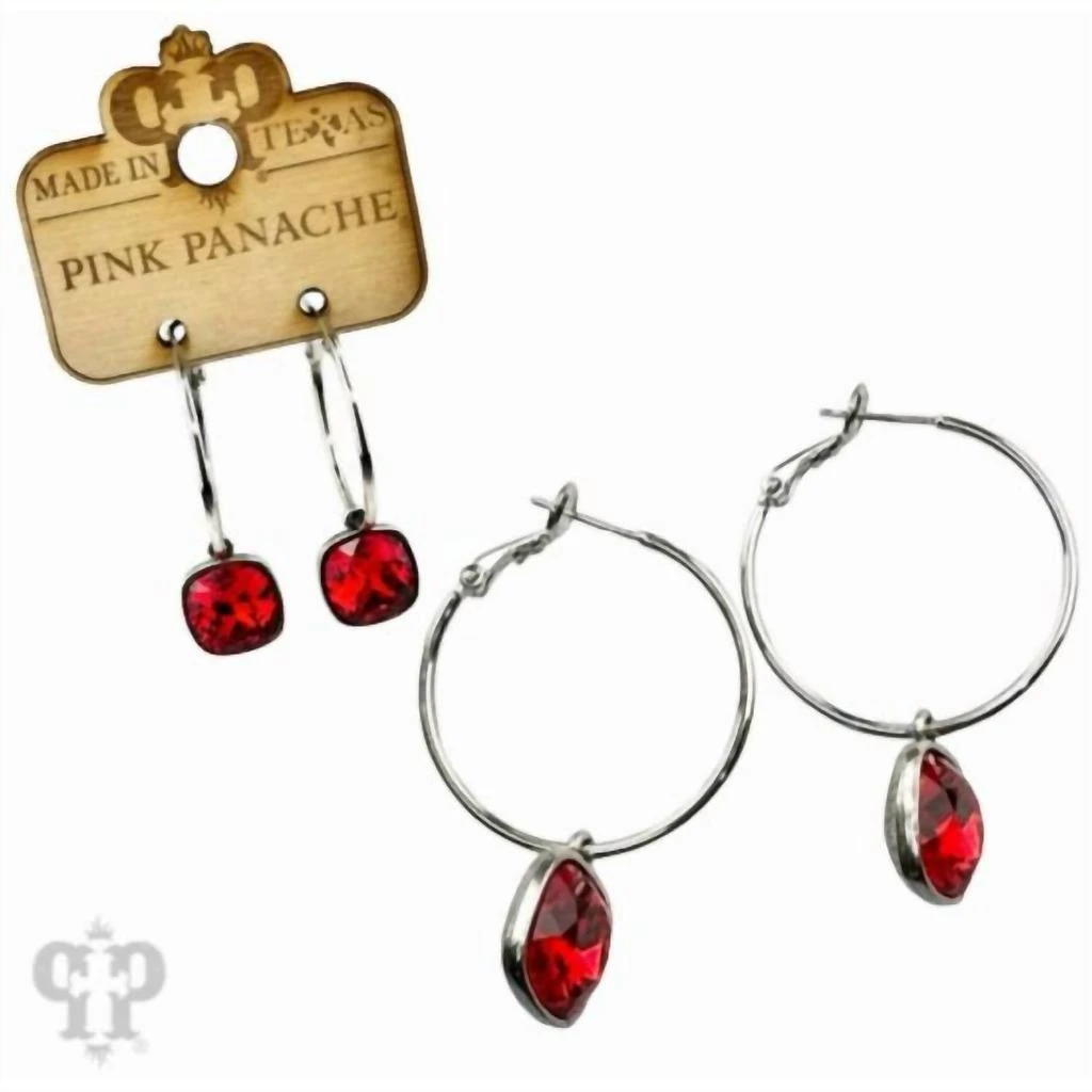Pink Panache Pink Panache - Women
s Crystal Medium Hoop Earrings