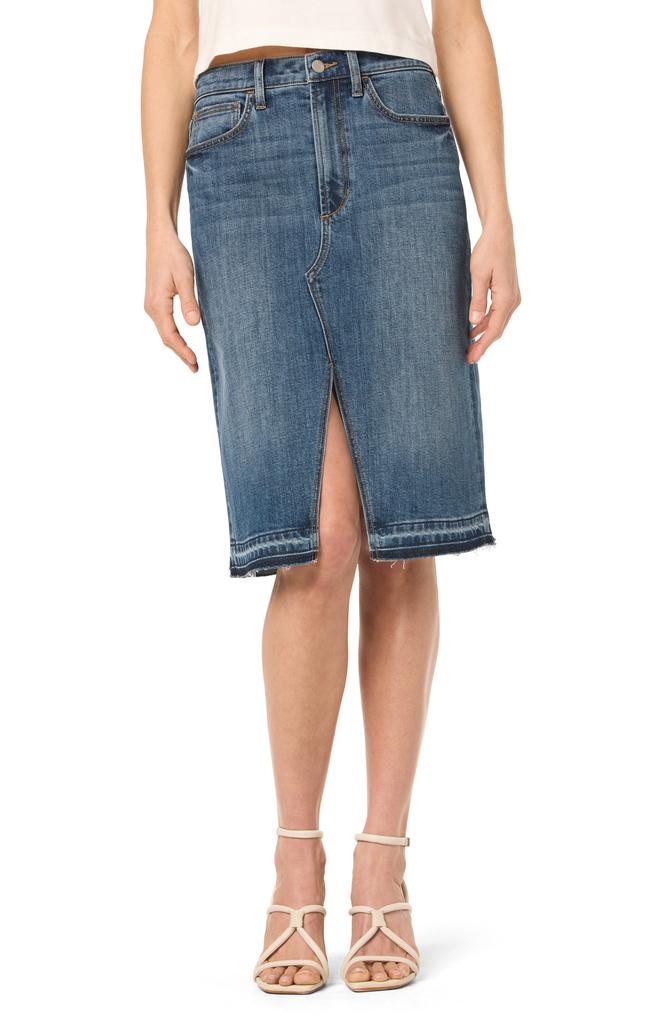 Joe's High Waist Slit Denim Midi Skirt