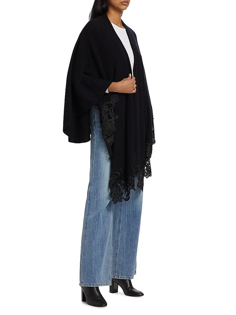 Sofia Cashmere Lace-Trim Cashmere Knit Cape 4