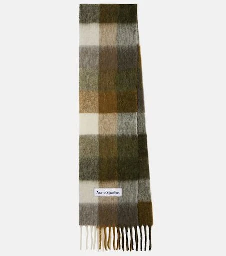 Acne Studios Logo fringed checked scarf 1