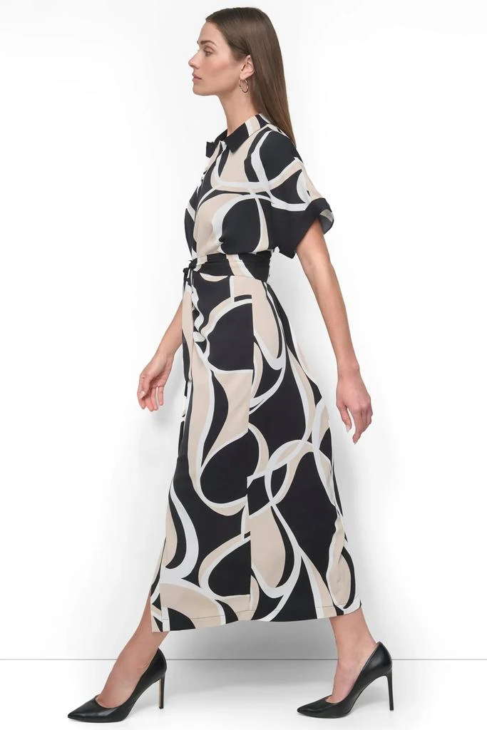 DKNY DRAPEY CREPE BELTED MAXI DRESS 3