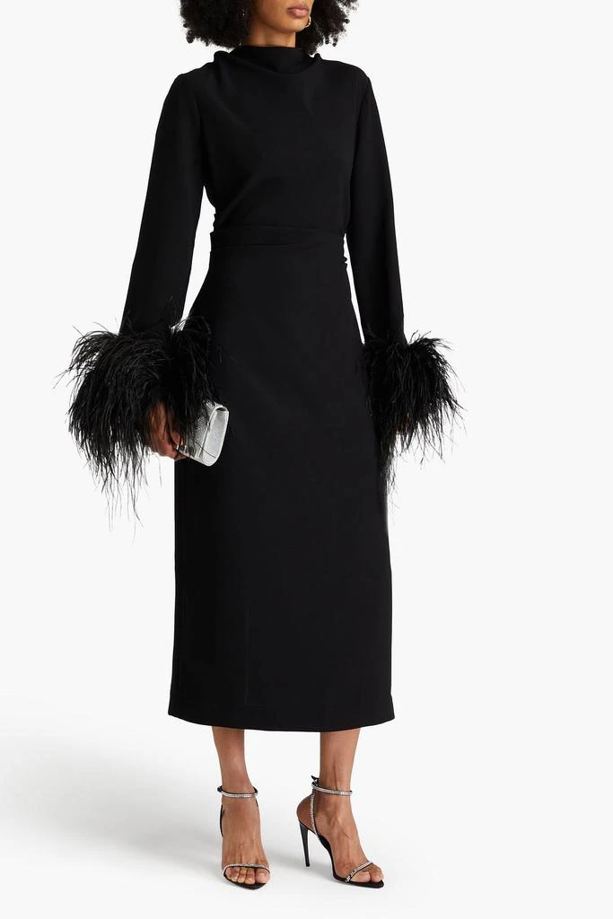 RACHEL GILBERT Feather-embellished crepe midi dress 2