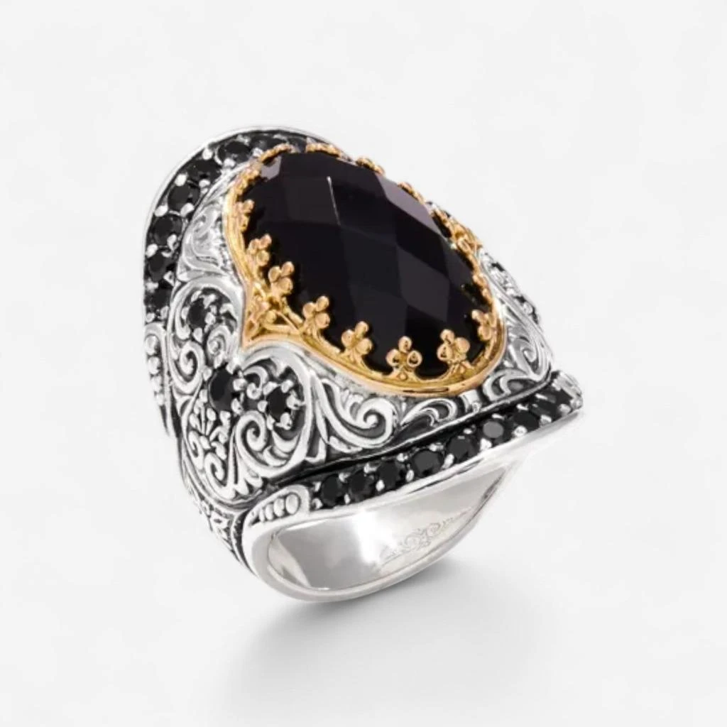 Konstantino Konstantino Sibylla Sterling Silver 
18K Yellow Gold Spinel 
Onyx Ring Sz. 7 DMK2012-314-CUT-S7 1