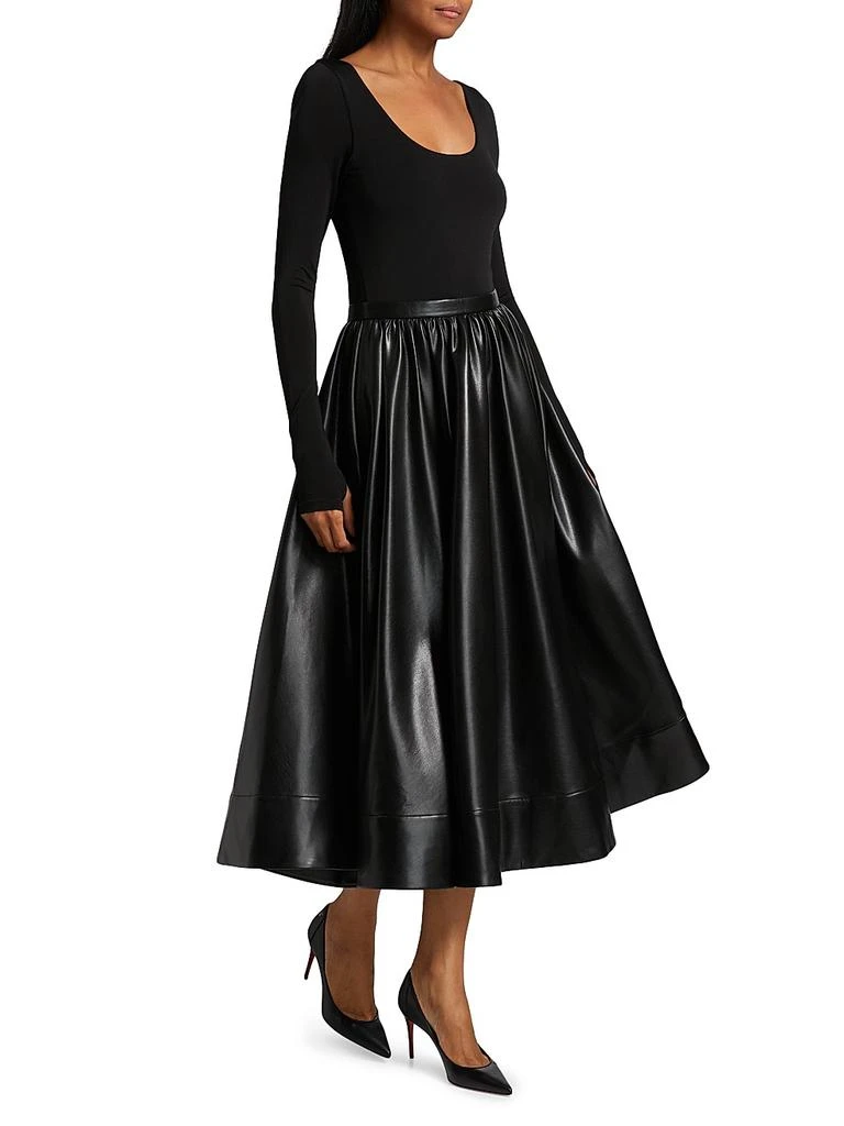 Alice + Olivia Chara Knit & Faux-Leather Long-Sleeve Midi-Dress 2