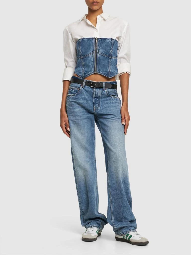 Reformation Ena Cotton Blend Denim Bustier Top 1