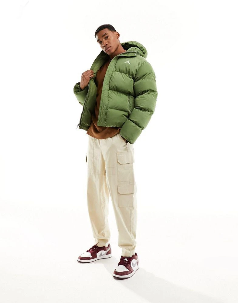 Jordan Jordan Flight Essentials hooded puffer coat in olive green 1