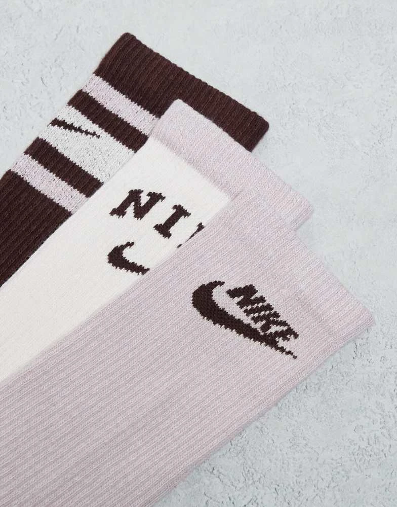 NIKE Nike Everyday Plus Cushioned 3 pack crew socks in burgundy 4