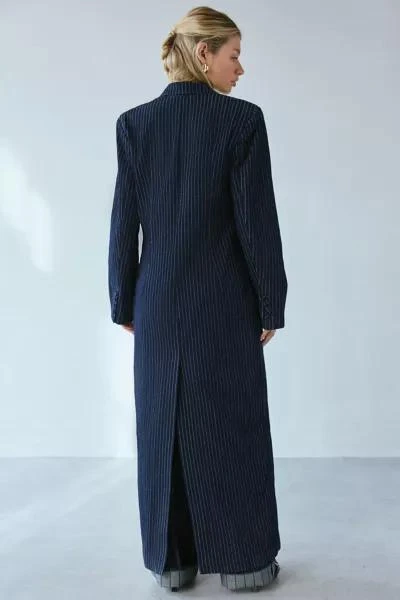 AFRM AFRM Quinn Pinstripe Denim Longline Blazer 4