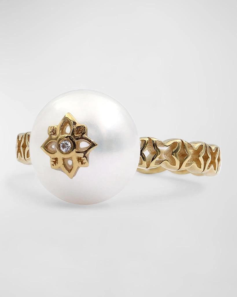 Stephen Dweck White Pearl and White Diamond Statement Ring in 18K Gold 2