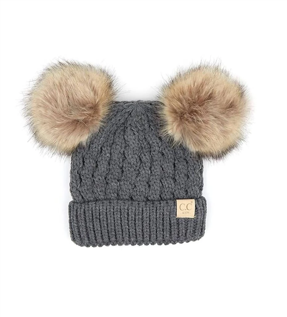 C.C BEANIE C.C Beanie - Kids Double Fur Pom Beanie 2