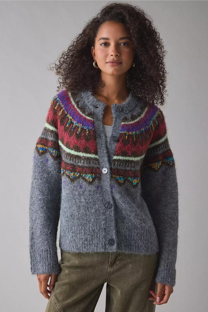BDG BDG Scottie Graphic Knit Zip-Up Cardigan - Sweaters