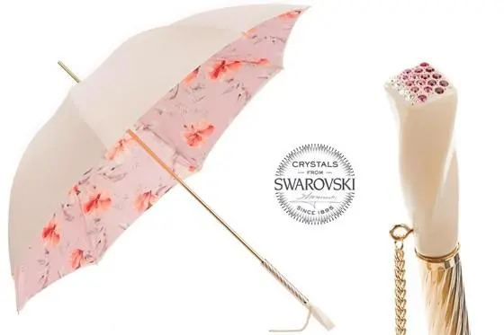 PASOTTI Pasotti - Ivory and Pink Flowered Umbrella with Swarovski® Crystals 7