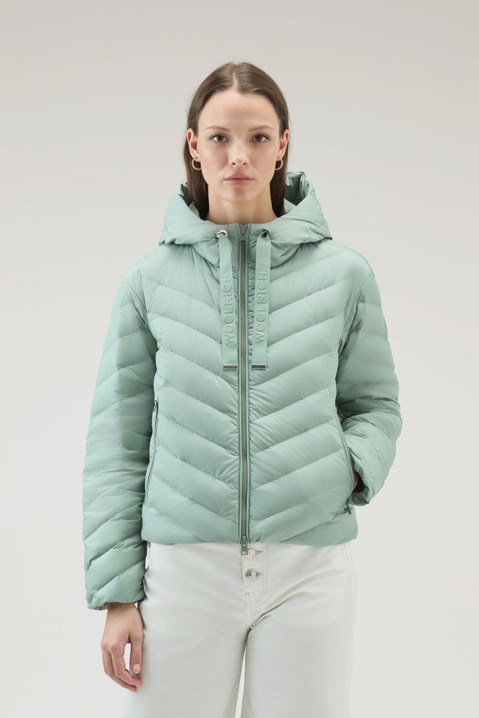 Woolrich Microfibre Jacket with Chevron Quilting and Hood - Women - Black