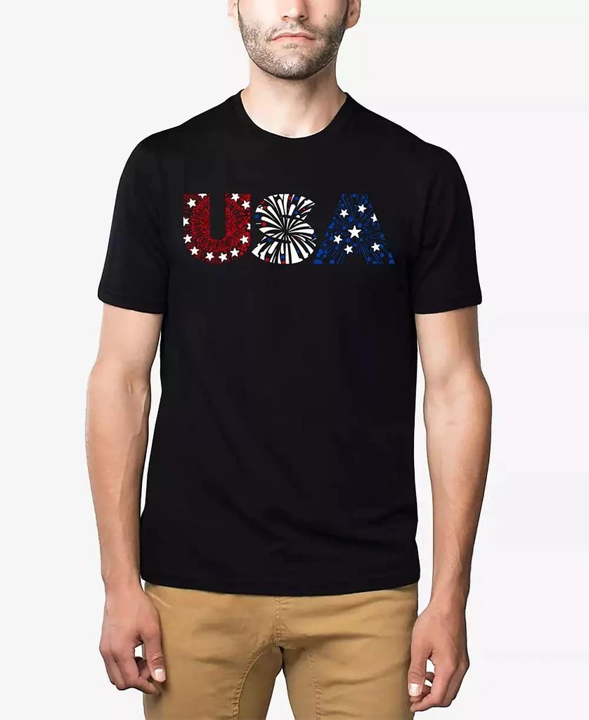 LA Pop Art USA Fireworks - Men's Premium Blend Word Art T-Shirt 1