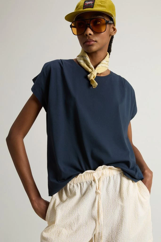 Woolrich T-Shirt in Pure Pima Cotton - Women - Blue 4