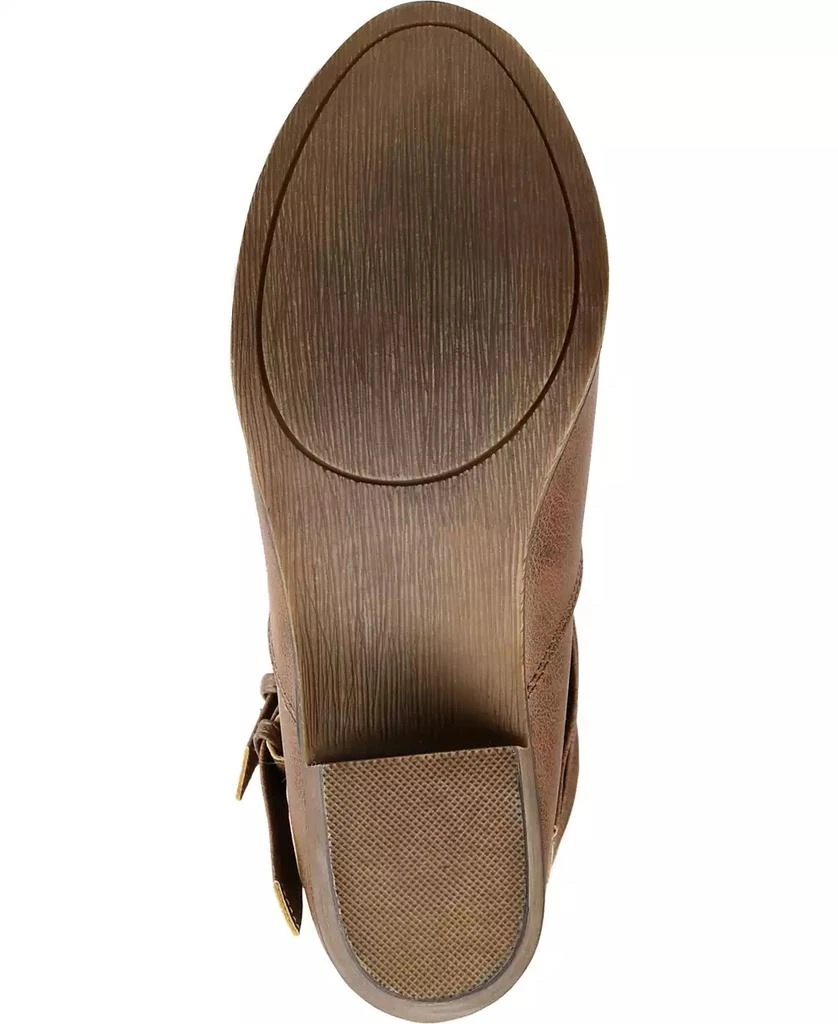 Journee Collection Women's Late Wide Calf Rouched Buckle Mid Shaft Block Heel Boots 5