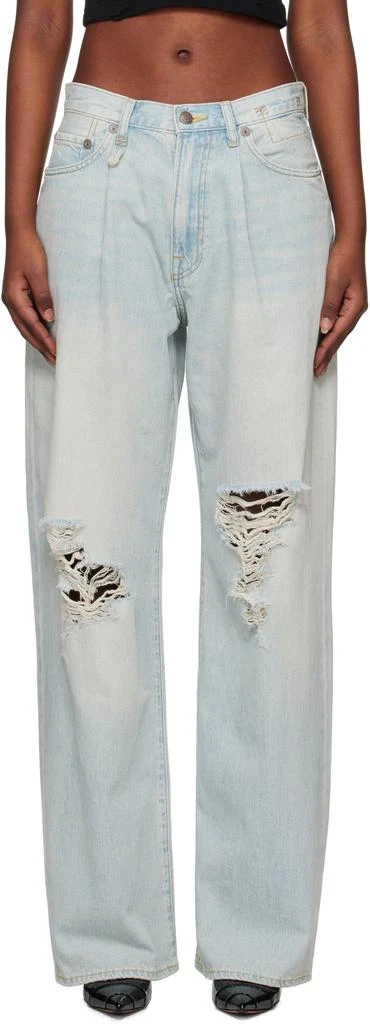 R13 SSENSE Exclusive Blue Damon Pleated Wide Leg Jeans 1