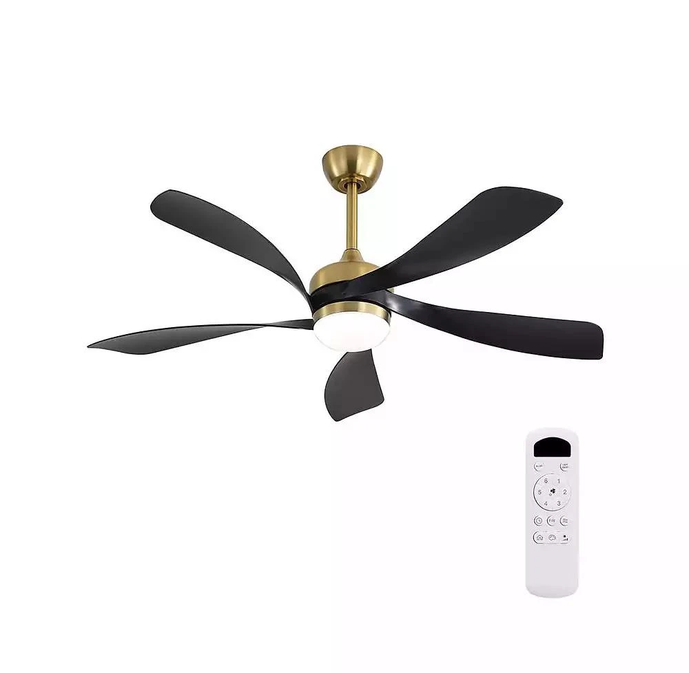 Sofucor 52-inch Modern Gold 5-Blade Ceiling Fan with LED Light and Remote Control 7