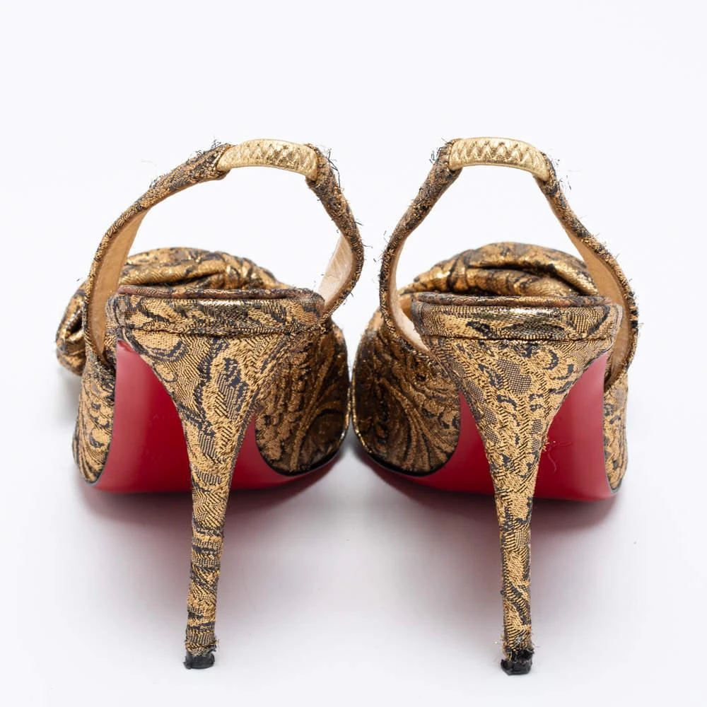 Christian Louboutin Christian Louboutin Gold Brocade Fabric Kirazissimo Slingback Sandals Size 37.5 5