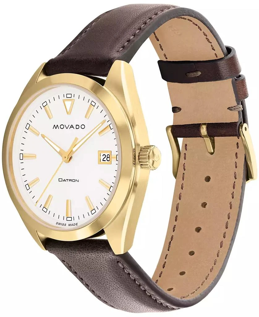 Movado Men's Heritage Datron Swiss Quartz Chocolate Genuine Leather Strap Watch 39mm 2