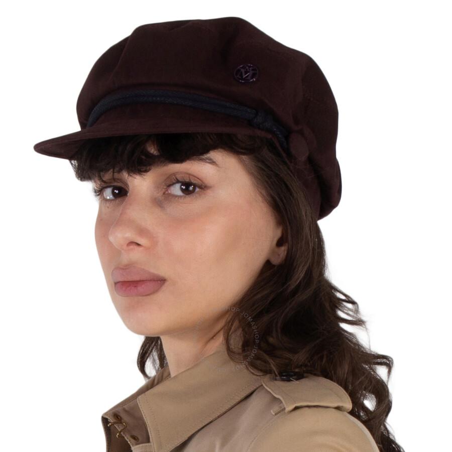 MAISON MICHEL Ladies Bitter Chocolate New Abby Paperboy Hat