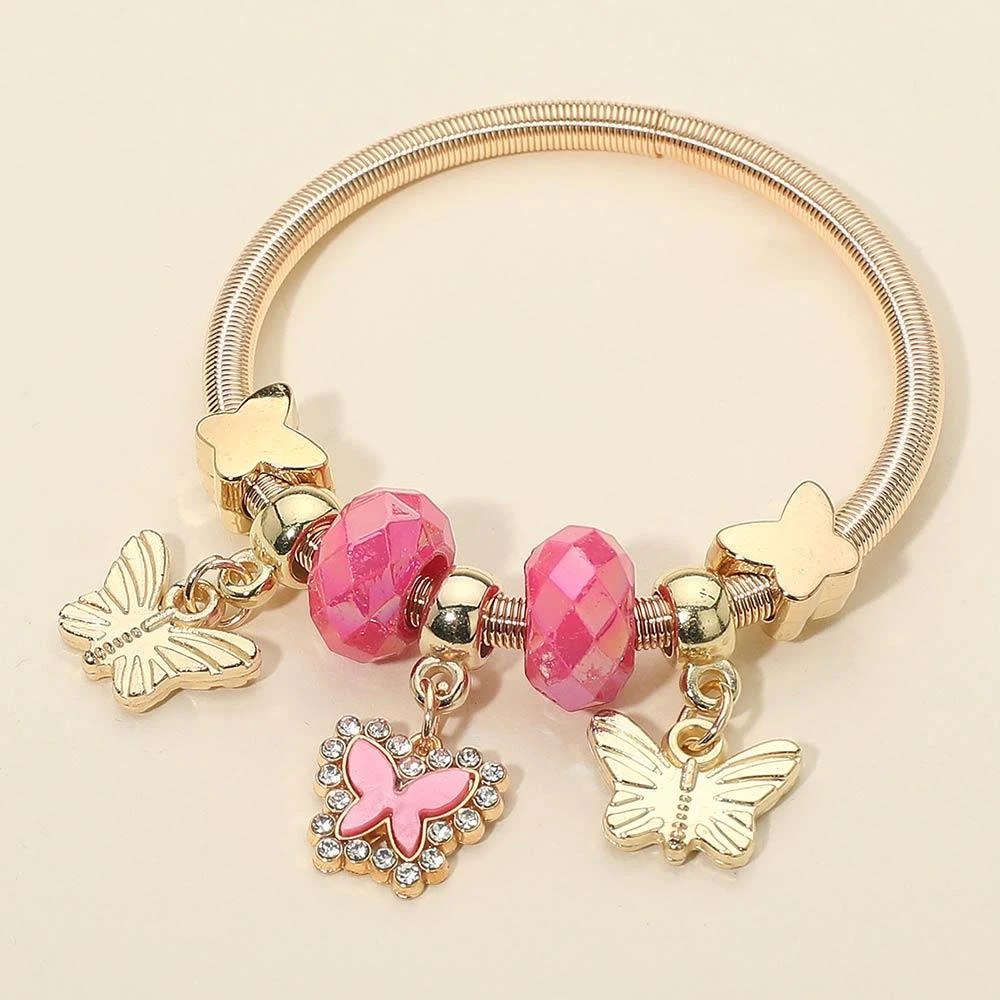 FASHNZFAB 12PCS - Butterfly Charm Beaded Stretch Bracelets 4