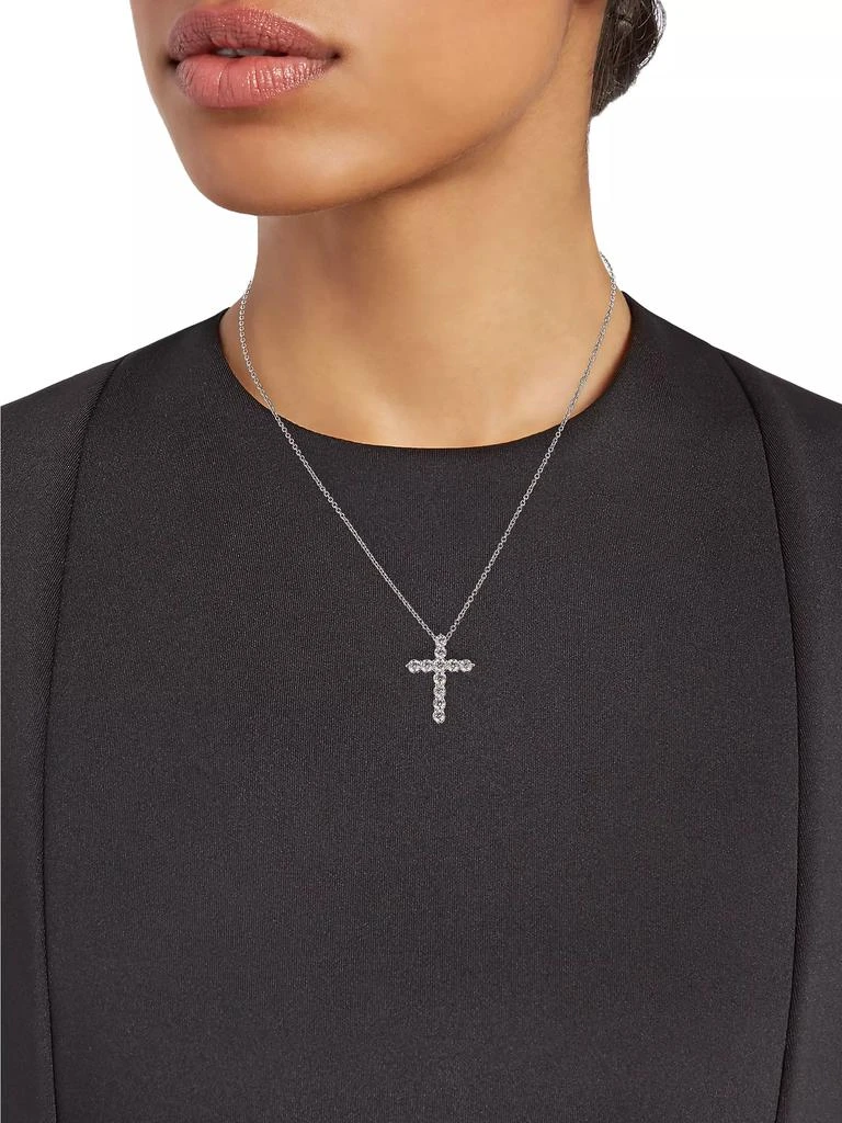 Roberto Coin 18K White Gold & Diamond Large Cross Pendant Necklace 2