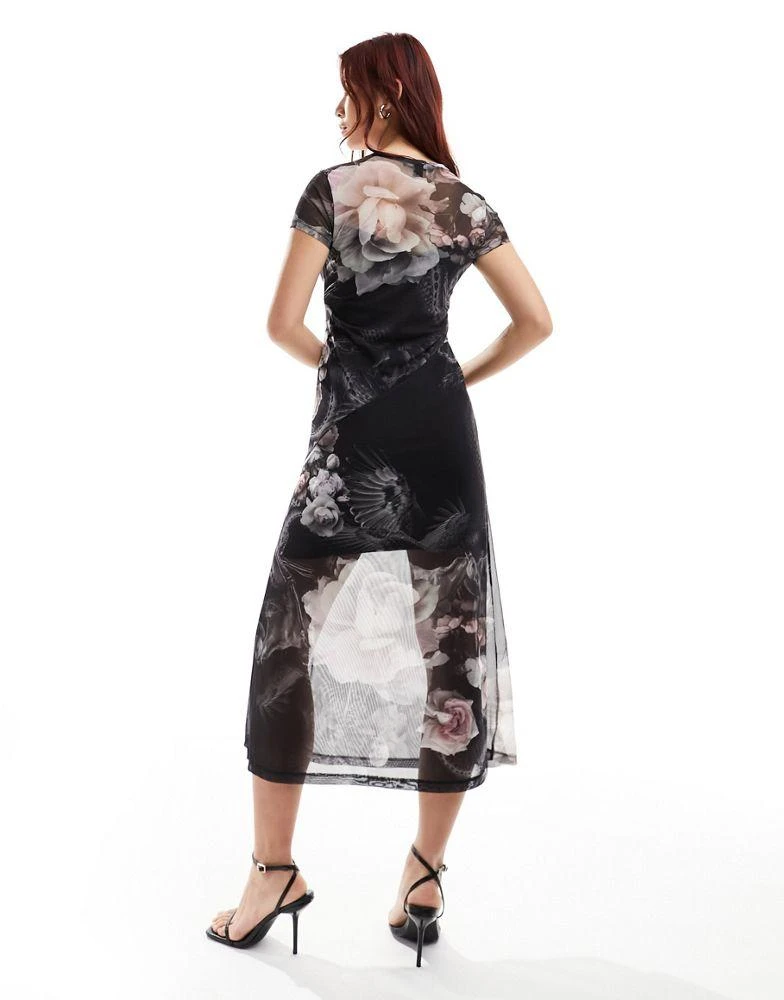 ALL SAINTS AllSaints Hanna Valley mesh midi dress in floral black 3