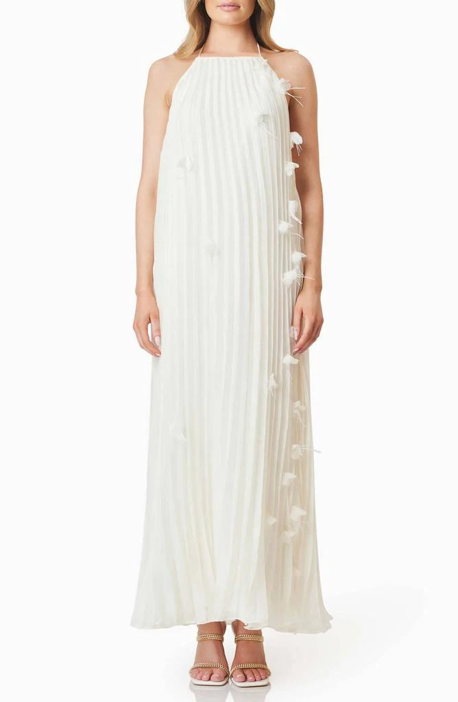 Shop Elliatt - Emelia Floral Appliqu Pleated Georgette Halter Maxi Dress  on Sale at BeyondStyle  Get 39% Off Elliatt - Emelia Floral Appliqu  Pleated Georgette Halter Maxi Dress with Limited-Time Flash
