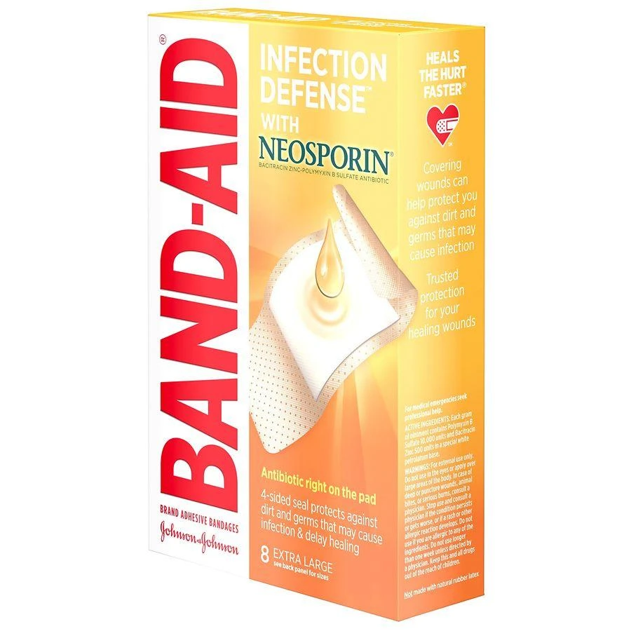 Band-Aid Adhesive Bandages Infection Defense With Neosporin Antibiotic Extra Large 7