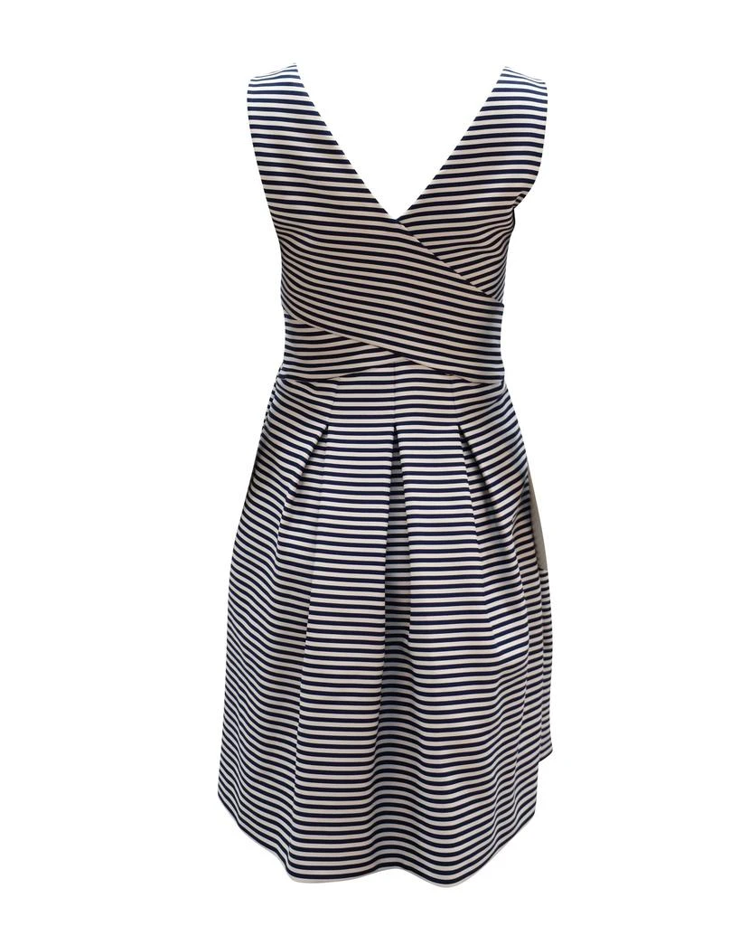 Halston Heritage Halston Heritage Sleeveless Stripe Dress in Blue Print Polyester 2