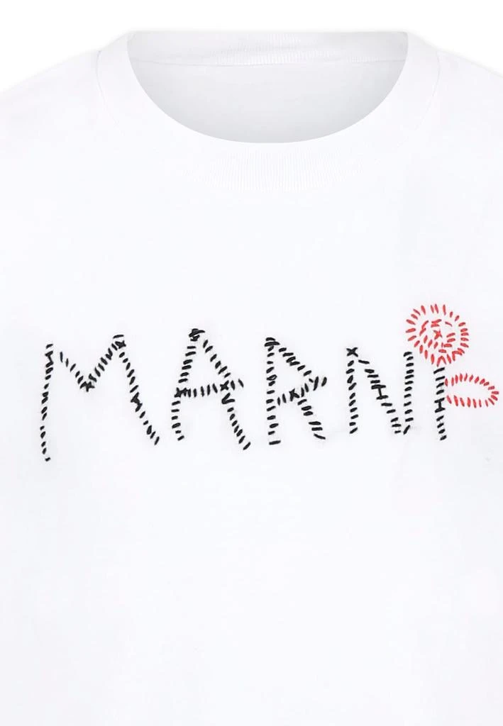 Marni White Crop T-shirt For Girl With Logo 3