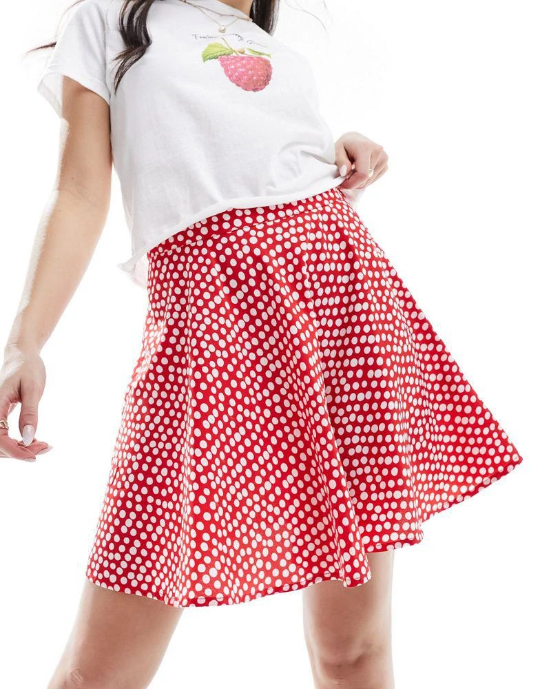 Wednesday's Girl Wednesday's Girl polka dot flippy mini skirt red 1