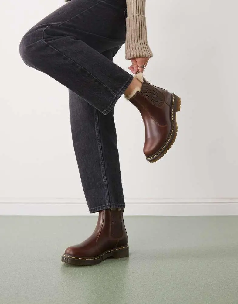 Shop Dr Martens 2976 Leonore fur lined chelsea boots in  display picture 2