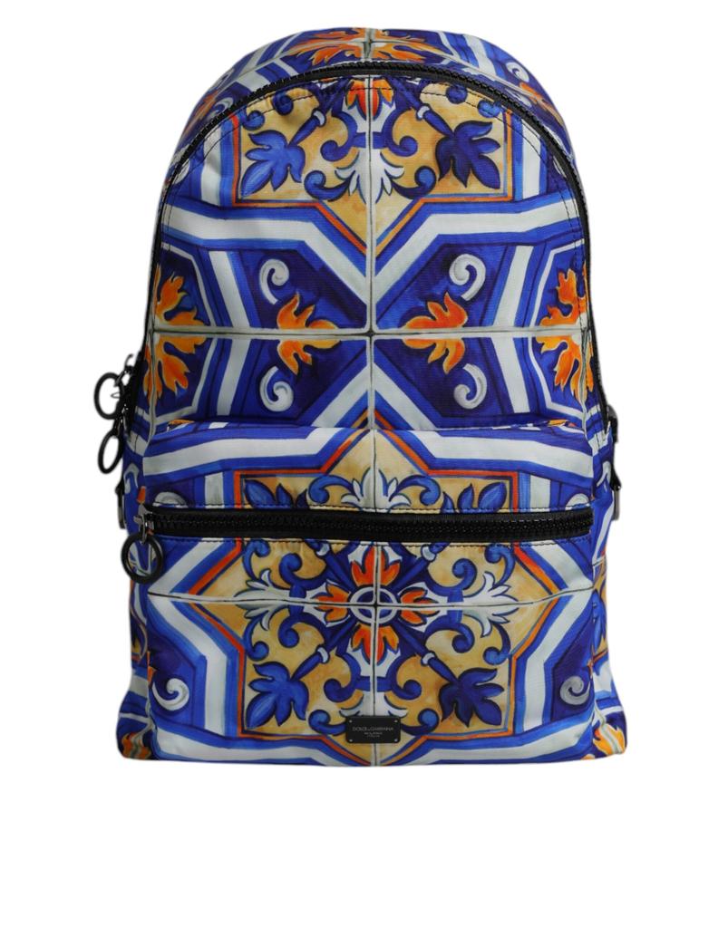 Dolce & Gabbana multi Majolica Print Nylon Travel Backpack Men's Bag