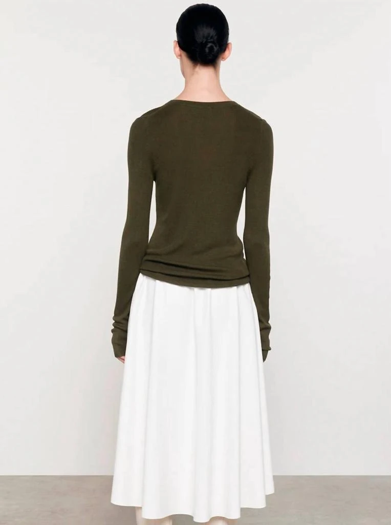 Enza Costa Silk Sweater In Army Green 2