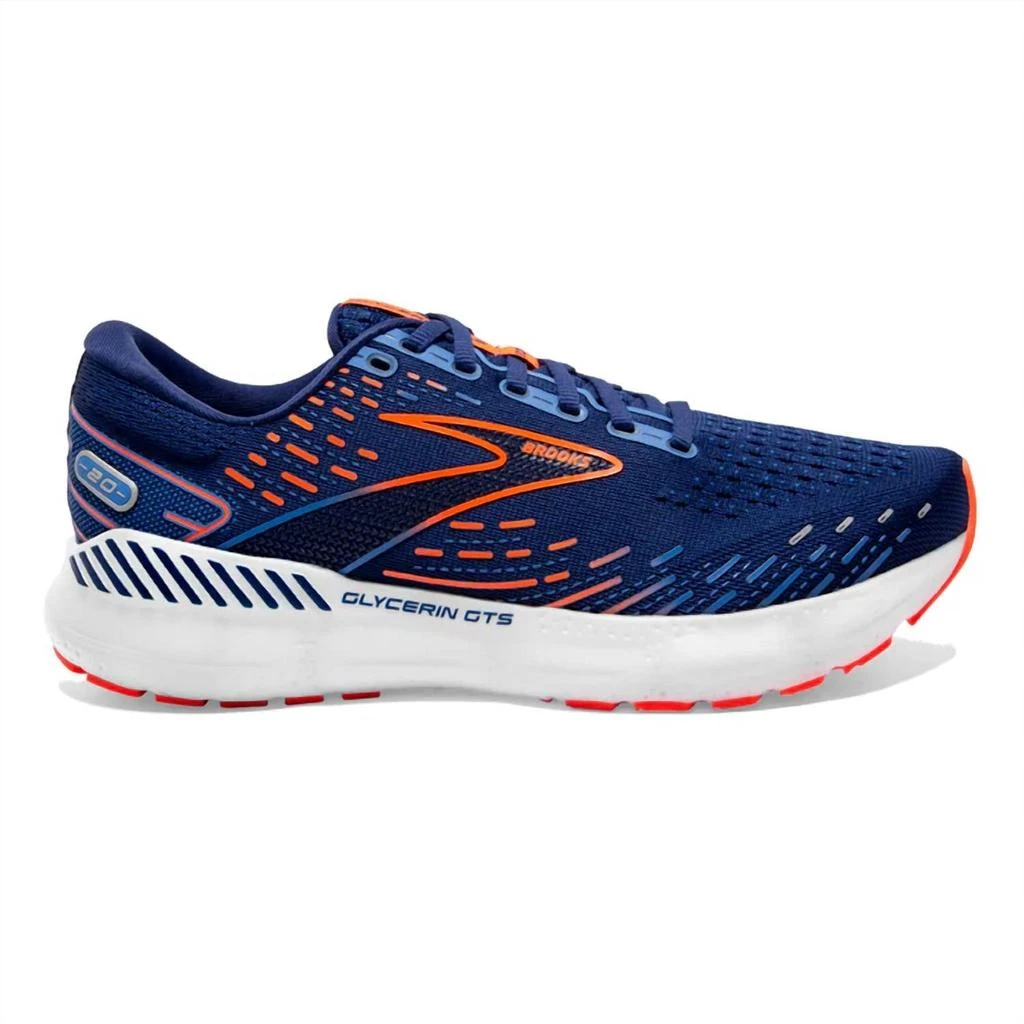 Brooks Men's Glycerin Gts 20 Running Shoes In Blue Depths/palace Blue/orange 1