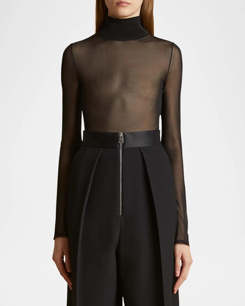 Khaite Tallin Sheer Mesh Turtleneck Bodysuit 4