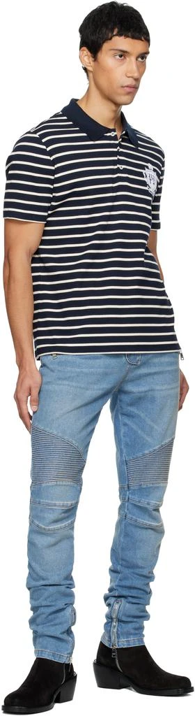 Balmain Blue Slim-Fit Biker Jeans 4