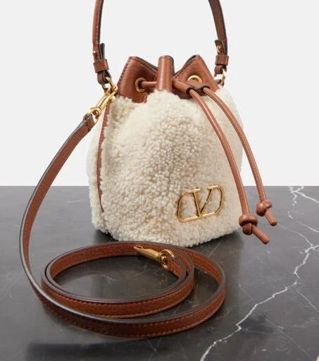 Valentino VLogo Signature shearling bucket bag 6