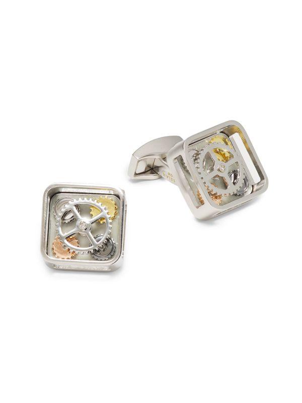 Tateossian ​Grey Palladium-Plated Stainless Steel Quattro Gear Cufflinks