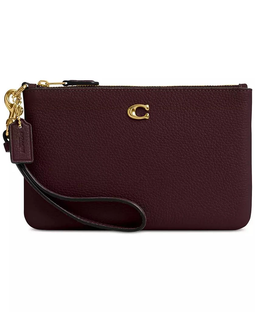 Coach Polished Pebble Leather Small Zip-Top Wristlet 1